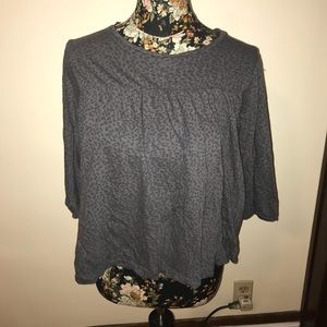 Sundry Leopard Print Peasant Top